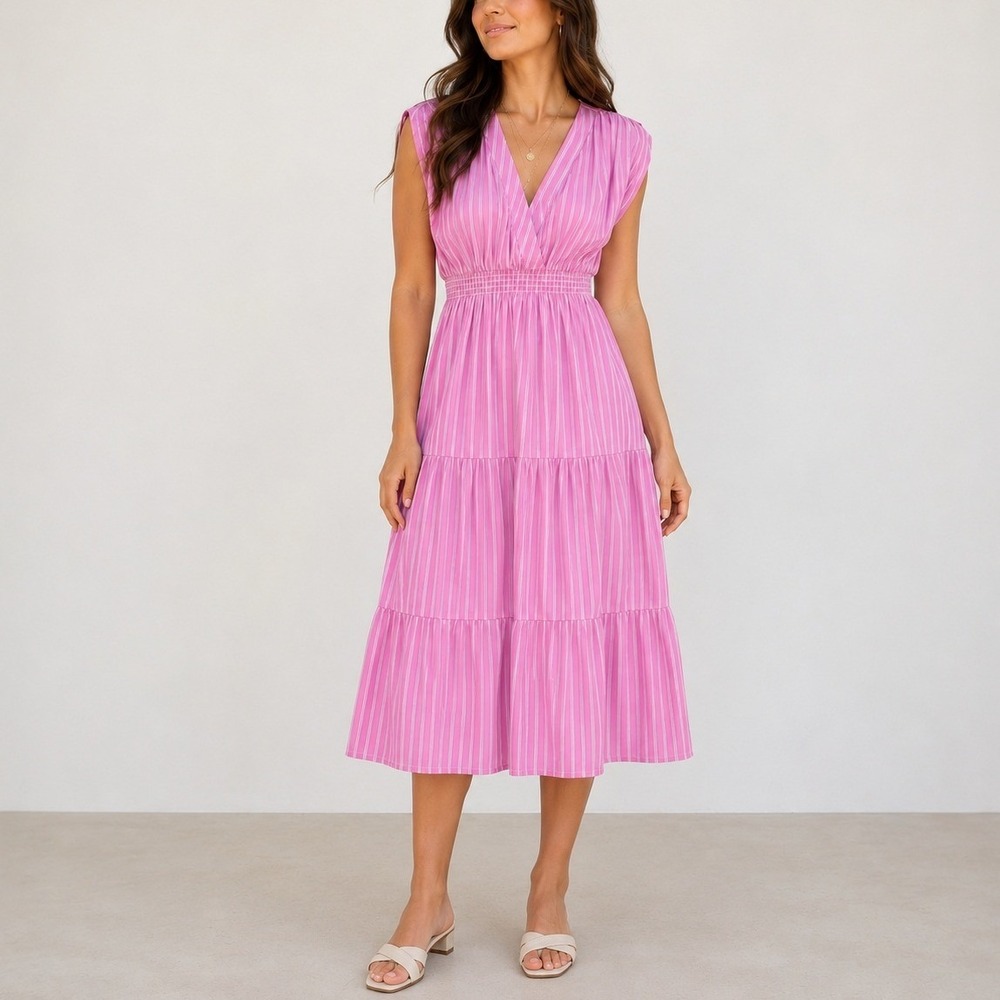 Mersea Cassis Maxi Dress S Fondant Pink Striped